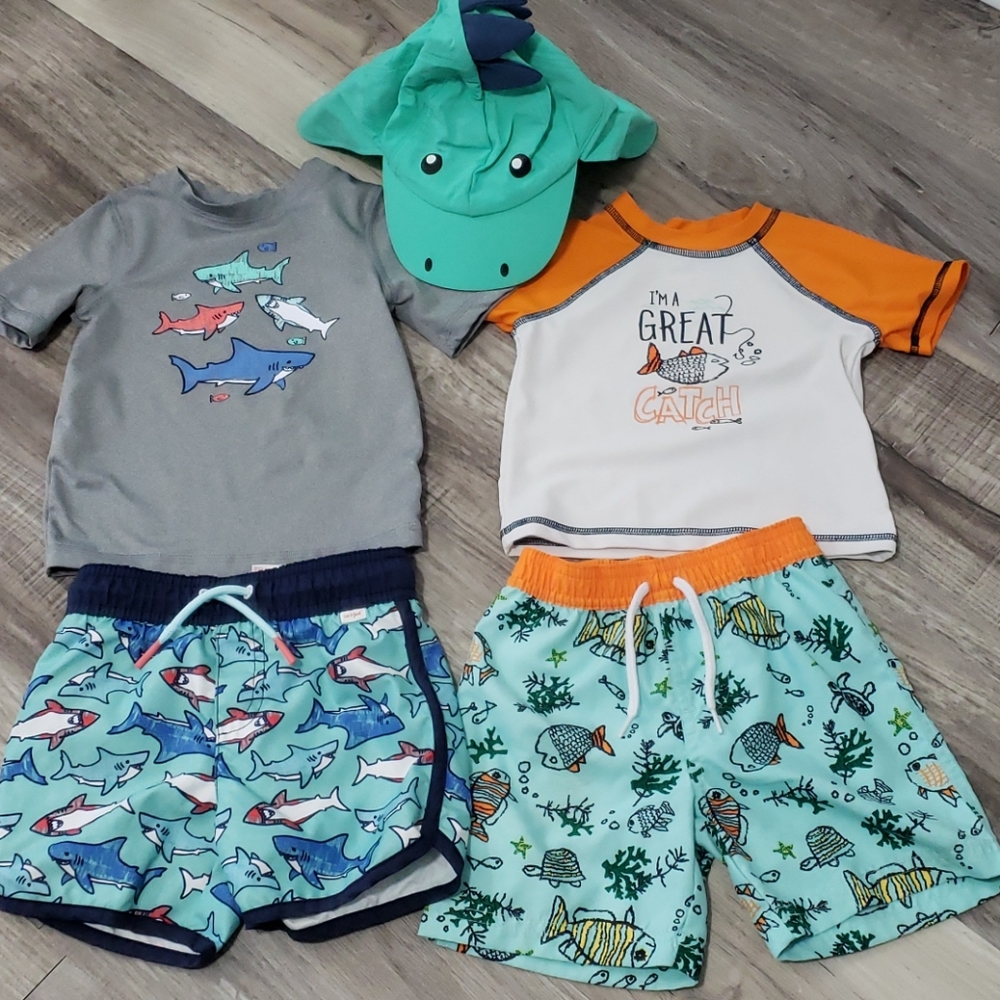 Set of 2 18M Boy Swim Set + Hat (bundle)